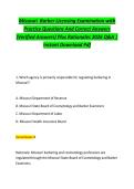 Missouri  Barber Licensing Examination with &NewLine;Practice Questions And Correct Answers &NewLine;&lpar;Verified Answers&rpar; Plus Rationales 2026 Q&A &vert; &NewLine;Instant Download Pdf