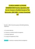FLORIDA BARBER LICENSING &NewLine;EXAMINATION Practice Questions And &NewLine;Correct Answers &lpar;Verified Answers&rpar; Plus &NewLine;Rationales 2026 Q&A &vert; Instant Download &NewLine;Pdf 