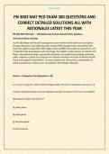 PN 3003 MAT PED EXAM 300 QUESTIONS AND CORRECT DETAILED SOLUTIONS ALL WITH RATIONALES LATEST THIS YEAR&period;pdf is a comprehensive study resource featuring 300 practice questions with correct answers&comma; detailed solutions&comma; and rationales&period; It supports review of m