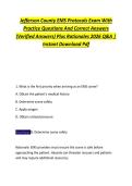 Jefferson County EMS Protocols Exam With &NewLine;Practice Questions And Correct Answers &NewLine;&lpar;Verified Answers&rpar; Plus Rationales 2026 Q&A &vert; &NewLine;Instant Download Pdf