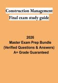 Construction Management Final Exam Study Guide 2026 &vert; Project Planning&comma; Scheduling&comma; Cost & Site Management Review