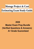 Manage Project & Cost Estimating Exam Study Guide 2026 &vert; Project Management&comma; Budgeting & Cost Control Review
