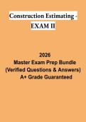 Construction Estimating &ndash; Exam II Study Guide 2026 &vert; Cost Estimation&comma; Quantity Takeoffs & Construction Pricing Review
