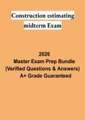 Construction Estimating Midterm Exam Study Guide 2026 &vert; Cost Estimation&comma; Quantity Takeoffs & Pricing Review
