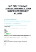 NEW YORK VETERINARY LICENSING EXAM PRACTICE TEST QUESTIONS AND CORRECT ANSWERS