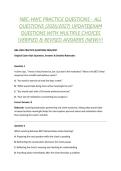 NBC-HWC PRACTICE QUESTIONS - ALL QUESTIONS &lpar;2026&sol;2027&rpar; UPDATE&vert;EXAM QUESTIONS WITH MULTIPLE CHOICES &vert;VERIFIED & REVISED ANSWERS &lpar;NEW&rpar;&excl;&excl;&excl;