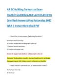 AR BC Building Contractor Exam &NewLine;Practice Questions And Correct Answers &NewLine;&lpar;Verified Answers&rpar; Plus Rationales 2027 &NewLine;Q&A &vert; Instant Download Pdf 