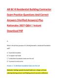 AR BC-R Residential Building Contractor &NewLine;Exam Practice Questions And Correct &NewLine;Answers &lpar;Verified Answers&rpar; Plus &NewLine;Rationales 2027 Q&A &vert; Instant &NewLine;Download Pdf 
