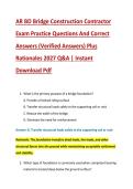 AR BD Bridge Construction Contractor &NewLine;Exam Practice Questions And Correct &NewLine;Answers &lpar;Verified Answers&rpar; Plus &NewLine;Rationales 2027 Q&A &vert; Instant &NewLine;Download Pdf 