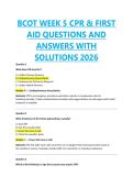 BCOT Week 5 CPR & First aid questions and answers with solutions