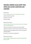 PEDIATRIC NURSING EXAM SCRIPT FINAL&NewLine;PAPER 2026 SOLVED QUESTIONS AND&NewLine;ANSWERS