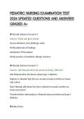PEDIATRIC NURSING EXAMINATION TEST&NewLine;2026 UPDATED QUESTIONS AND ANSWERS&NewLine;GRADED A&plus;