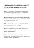PEDIATRIC NURSING GUIDE 2026 COMPLETE&NewLine;QUESTIONS AND ANSWERS GRADED A&plus;