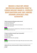 BRANCH 3 FIELD REP&colon; WOOD DESTROYING ORGANISMS&sol; INSECT & FUNGUS BIOLOGY GRADE A&plus; COMPLETE EXAM QUESTIONS AND 100&percnt; VERIFIED ANSWERS &lpar;2026&sol;2027&rpar; PASS GUARANTEE