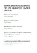 PEDIATRIC SPEECH PATHOLOGY 2 ACTUAL&NewLine;TEST PAPER 2026 QUESTIONS SOLUTIONS&NewLine;GRADED A&plus;