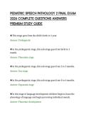 PEDIATRIC SPEECH PATHOLOGY 2 FINAL EXAM&NewLine;2026 COMPLETE QUESTIONS ANSWERS&NewLine;PREMIUM STUDY GUIDE&NewLine;