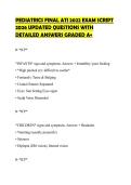 PEDIATRICS FINAL ATI 2022 EXAM SCRIPT&NewLine;2026 UPDATED QUESTIONS WITH&NewLine;DETAILED ANSWERS GRADED A&plus;