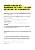 PEDIATRICS FINAL ATI 2022&NewLine;EXAMINATION TEST 2026 FULL QUESTIONS&NewLine;AND ACCURATE SOLUTIONS GRADED A&plus;