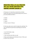 PEDIATRICS FINAL ATI 2022 PRACTICE&NewLine;TEST 2026 TESTED QUESTIONS WITH&NewLine;VERIFIED ANSWERS GRADED A&plus;