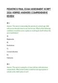 PEDIATRICS FINAL EXAM ASSESSMENT SCRIPT&NewLine;2026 VERIFIED ANSWERS COMPREHENSIVE&NewLine;REVIEW