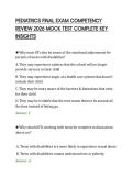 PEDIATRICS FINAL EXAM COMPETENCY&NewLine;REVIEW 2026 MOCK TEST COMPLETE KEY&NewLine;INSIGHTS