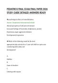 PEDIATRICS FINAL EXAM FINAL PAPER 2026&NewLine;STUDY GUIDE DETAILED ANSWERS READY
