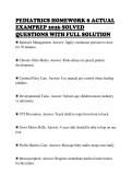 PEDIATRICS HOMEWORK 8 ACTUAL&NewLine;EXAMPREP 2026 SOLVED&NewLine;QUESTIONS WITH FULL SOLUTION