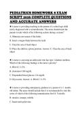 PEDIATRICS HOMEWORK 8 EXAM&NewLine;SCRIPT 2026 COMPLETE QUESTIONS&NewLine;AND ACCURATE ANSWERS