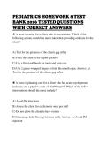 PEDIATRICS HOMEWORK 8 TEST&NewLine;BANK 2026 TESTED QUESTIONS&NewLine;WITH CORRECT ANSWERS
