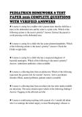 PEDIATRICS HOMEWORK 8 TEST&NewLine;PAPER 2026 COMPLETE QUESTIONS&NewLine;WITH VERIFIED ANSWERS&NewLine;