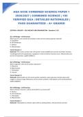 AQA GCSE COMBINED SCIENCE PAPER 1 2026&sol;2027 &vert; COMBINED SCIENCE &vert; 100 VERIFIED Q&A &vert; DETAILED RATIONALES &vert; PASS GUARANTEED &ndash; A&plus; GRADED