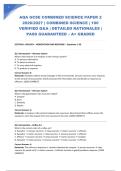 AQA GCSE COMBINED SCIENCE PAPER 2 2026&sol;2027 &vert; COMBINED SCIENCE &vert; 100 VERIFIED Q&A &vert; DETAILED RATIONALES &vert; PASS GUARANTEED &ndash; A&plus; GRADED