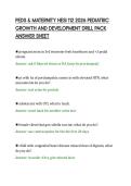 PEDS & MATERNITY HESI 112 2026 PEDIATRIC&NewLine;GROWTH AND DEVELOPMENT DRILL PACK&NewLine;ANSWER SHEET