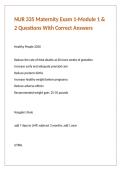 NUR 335 Maternity Exam 1-Module 1 & 2 Questions With Correct Answers