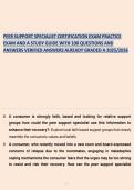 PEER SUPPORT SPECIALIST CERTIFICATION EXAM PRACTICE &NewLine;EXAM AND A STUDY GUIDE WITH 100 QUESTIONS AND &NewLine;ANSWERS VERIFIED ANSWERS ALREADY GRADED A 2025&sol;2026 