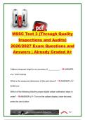 MSSC Test 3 Quality Inspections & Audits Questions & Answers &vert; 2026&sol;2027 &vert; 70 Questions &vert; Calipers&comma; Micrometers&comma; Calibration&comma; Measurement & Quality Audits
