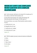 NRCME&lowbar;DOT&lowbar;SAFETY&lowbar;AND&lowbar;COMPLIANCE&lowbar;REVIEW&lowbar;QUESTIONS&lowbar;WITH&lowbar;COMPLETE&lowbar;SOLUTION