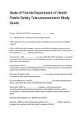 State of Florida Department of Health Public Safety Telecommunicator Study Guide Latest &lpar;2026&sol;2027&rpar; Verified Answers by Experts