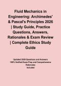 Fluid Mechanics in Engineering&colon; Archimedes' & Pascal's Principles 2026 &vert; Study Guide&comma; Practice Questions&comma; Answers&comma; Rationales & Exam Review&NewLine;&NewLine;