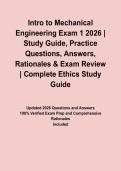 Intro to Mechanical Engineering Exam 1 2026 &vert; Study Guide&comma; Practice Questions&comma; Answers&comma; Rationales & Exam Review