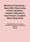 Mechanical Engineering &ndash; Gears 2026 &vert; Study Guide&comma; Practice Questions&comma; Answers&comma; Rationales & Exam Review