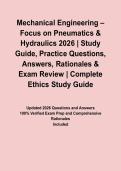 Mechanical Engineering &ndash; Focus on Pneumatics & Hydraulics 2026 &vert; Study Guide&comma; Practice Questions&comma; Answers&comma; Rationales & Exam Review