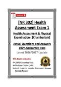 NR 302 Health Assessment Exam 1 &vert; Chamberlain College &vert; Latest 2026&sol;2027 Update &lpar;PDF&rpar;
