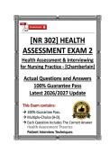 NR 302 Health Assessment Exam 2 &vert; Chamberlain College &vert; Latest 2026&sol;2027 Update &lpar;PDF&rpar;