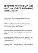 PENNSYLVANIA PSYCHOLOGY LAW EXAM&NewLine;SCRIPT 2026 COMPLETE QUESTIONS AND&NewLine;VERIFIED ANSWERS