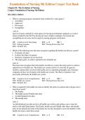 TEST BANK FOR Foundations of Nursing 9th Edition Cooper