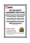 NR 302 Health Assessment final Exam&vert; Chamberlain College &vert; Latest 2026&sol;2027 Update &lpar;PDF&rpar;