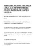 PENNSYLVANIA REAL ESTATE STATE PORTION&NewLine;ACTUAL EXAM PREP STUDY GUIDE 2026&NewLine;PRACTICE QUESTIONS AND SOLUTIONS&NewLine;GRADED A&plus;