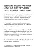PENNSYLVANIA REAL ESTATE STATE PORTION&NewLine;ACTUAL EXAM REVIEW TEST PAPER 2026&NewLine;VERIFIED SOLUTIONS FULL QUESTION BANK