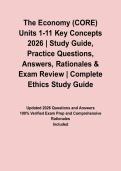 The Economy &lpar;CORE&rpar; Units 1-11 Key Concepts 2026 &vert; Study Guide&comma; Practice Questions&comma; Answers&comma; Rationales & Exam Review